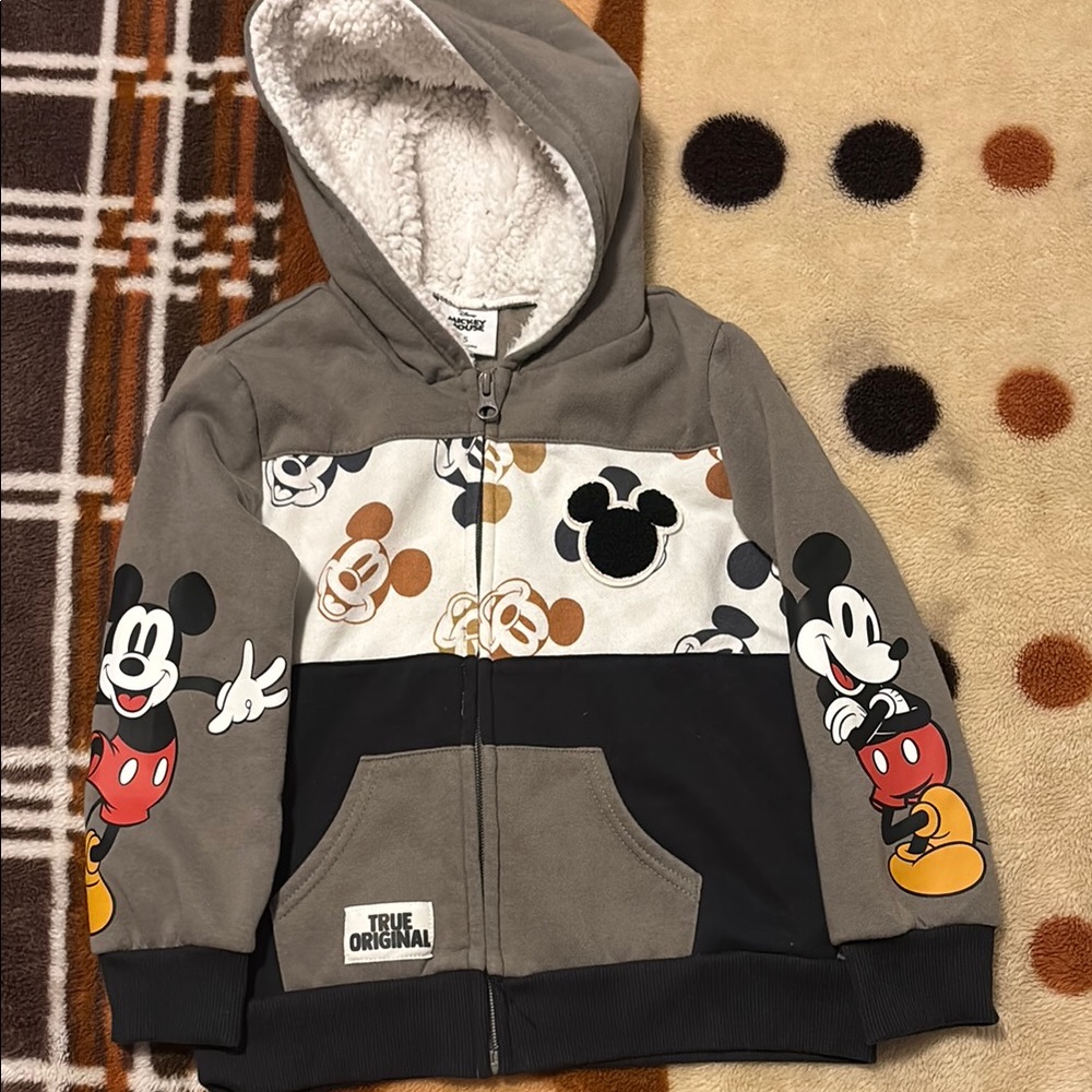 Kids Mickey Mouse Hoodie - Gray and Black